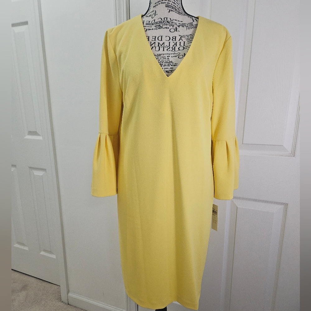 Donna Morgan Yellow Long Sleeve Dress. Size 12